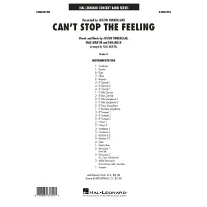 Can't Stop the Feeling - Conductor Score (Full Score)